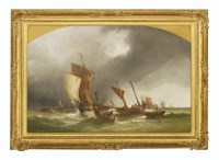 Lot 678 - Ralph Stubbs (1820-1879)
FISHING BOATS AND AN APPROACHING STORM
Signed and dated 1854 l.r.