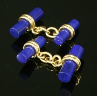 Lot 214 - A pair of American gold lapis lazuli chain-link cufflinks