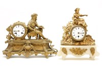 Lot 286 - Two French gilt spelter mantel clocks