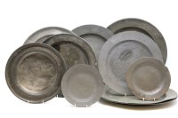 Lot 252 - Ten pewter dishes and chargers
