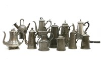 Lot 292 - A collection of pewter inkwells and coffee pots (qty)