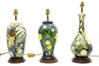 Lot 269 - Three modern Moorcroft vase table lamps