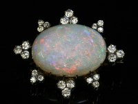 Lot 77 - A Victorian opal and diamond brooch