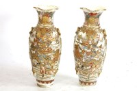 Lot 349 - A pair of large 19th century Japanese satsuma pottery vases