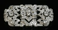 Lot 138 - A cased Art Deco platinum and diamond set plaque brooch