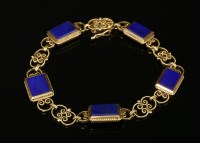 Lot 99 - A Latvian gold and lapis lazuli bracelet