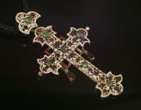 Lot 100 - An Austro-Hungarian enamel and gem set cross