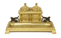 Lot 109 - An Historical Revival gilt brass desk stand