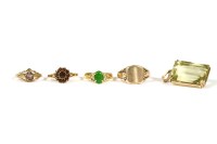 Lot 6 - A gold single stone emerald cut citrine pendant
