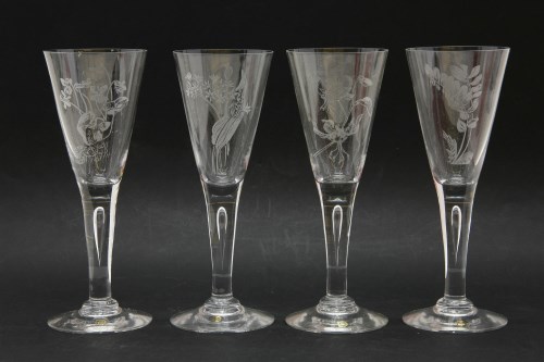 Lot 253 - A set of four Royal Academy and Darlington glass goblets