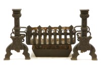 Lot 503 - A 17th century cast iron fire basket and dogs