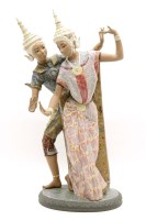 Lot 353 - A large Lladro porcelain figure of two Siamese dancers
