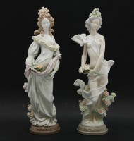 Lot 242 - A pair of Lladro porcelain figures of flower girls