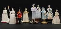 Lot 204 - A quantity of various Royal Doulton porcelain figures of 20th century Royalty