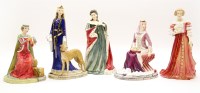Lot 212 - A collection of  Royal Doulton porcelain figures of historic female figures