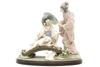 Lot 214 - A Lladro porcelain figural group 'Springtime in Japan'
