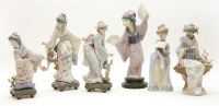 Lot 268 - A group of five Lladro porcelain figures of geisha girls