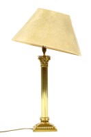 Lot 336 - A modern brass corinthian column table lamp and shade
