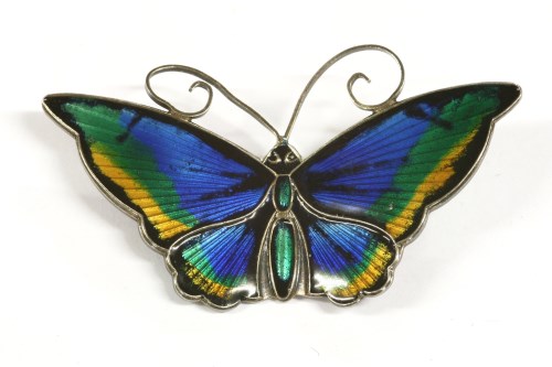Lot 18 - A sterling silver Norwegian David Andersen polychrome enamel butterfly brooch
