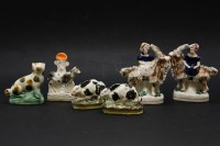 Lot 81 - Staffordshire ceramics comprising; a pearlware dog