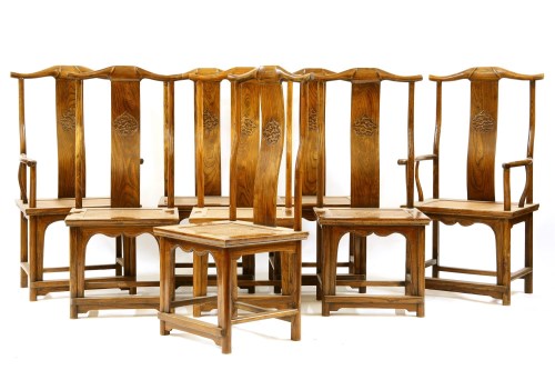Lot 436 - A set of eight modern Chinese hardwood chairs