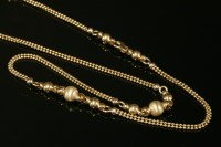 Lot 346 - An Italian three row plug and bead chain