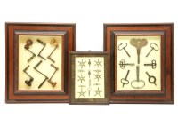 Lot 270 - Three glazed frames of various clock and watch keys