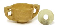 Lot 176 - A Chinese soapstone two-handled cup