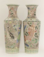 Lot 135 - A pair of Chinese famille verte vases