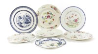 Lot 562 - A collection of Chinese blue and white and famille rose plates