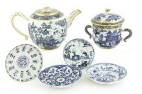 Lot 563 - A Chinese blue and white teapot and a sugar bowl