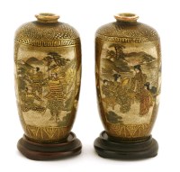 Lot 705 - A pair of Japanese Satsuma ware vases