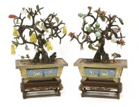 Lot 328 - A pair of Chinese ornamental bonsai trees