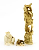 Lot 706 - A collection of three Japanese ivory carvings