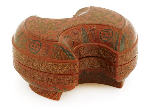 Lot 325 - A Chinese cinnabar lacquered box and cover