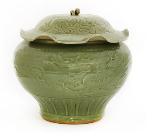 Lot 20 - A Chinese Longquan ware jar and cover