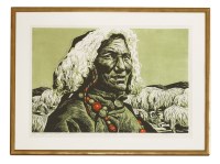 Lot 629 - Li Zongle 
SHEPHERD IN TIBET
Woodblock print in colours