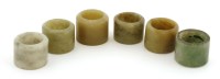 Lot 649 - Six Chinese jade archer's rings