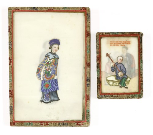 Lot 652 - Two sets of Chinese pith paper paintings