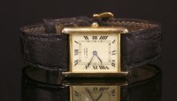 Lot 458 - A gentlemen's Vermeil Must de Cartier quartz tank watch