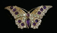 Lot 208 - A gem set gold butterfly brooch