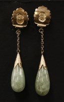 Lot 209 - A pair of jade pippin drop earrings