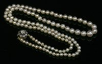 Lot 118 - A single row graduated natural pearl necklace