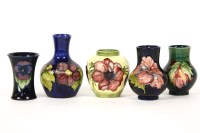 Lot 338 - Five Moorcroft vases