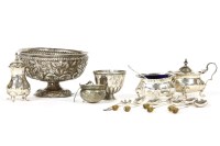 Lot 179 - A silver Dutch brandy bowl raised on pedestal foot with foliate repoussé decoration together with a small silver cup