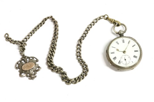 Lot 154 - A silver cased fob watch