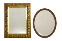 Lot 580 - Gilt frame mirror together with an oval mahogany wall mirror