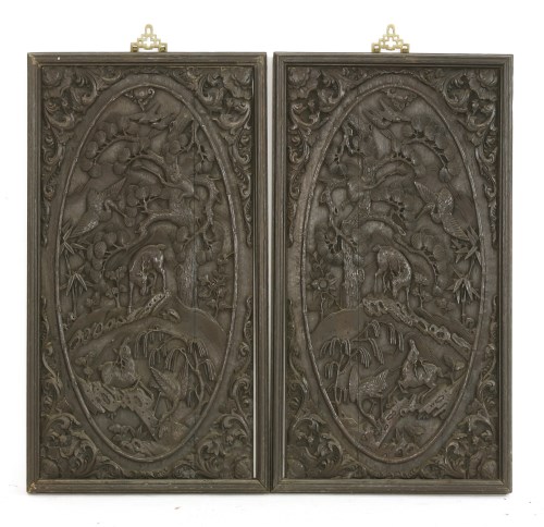 Lot 360 - A pair of Chinese wooden panels