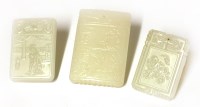 Lot 595 - Three Chinese white jade plaques