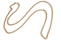 Lot 134 - A 9ct rose gold belcher link necklace